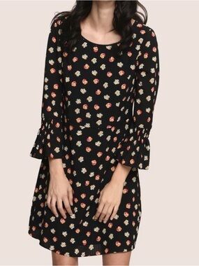 Armani Exchange Black Floral Mini Dress Bell Sleeve A|X Size 4